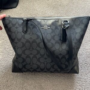Coach Gray and Black Signature Tote